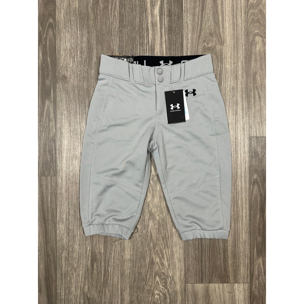 Under Armour Girls Utility Softball Pants Gray Knicker Loose Fit 1375667 YS NWT